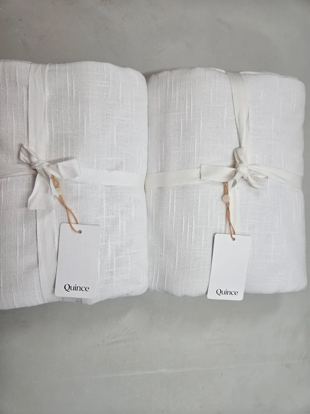 NWT QUINCE Set Of 2 48x96 Cotton Slub Blackout Curtains White 0742